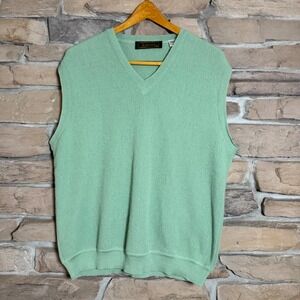 Peru Unlimited Men's V-Neck Vest Sweater Green Baby Alpaca Wool Size XXL